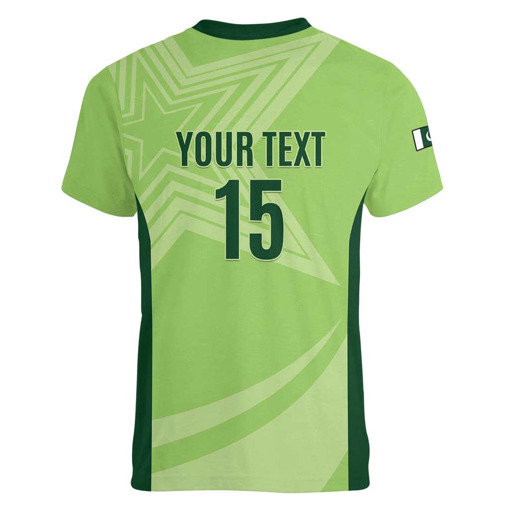 Custom Pakistan Cricket Women V-Neck T-Shirt Go Shaheens LT15