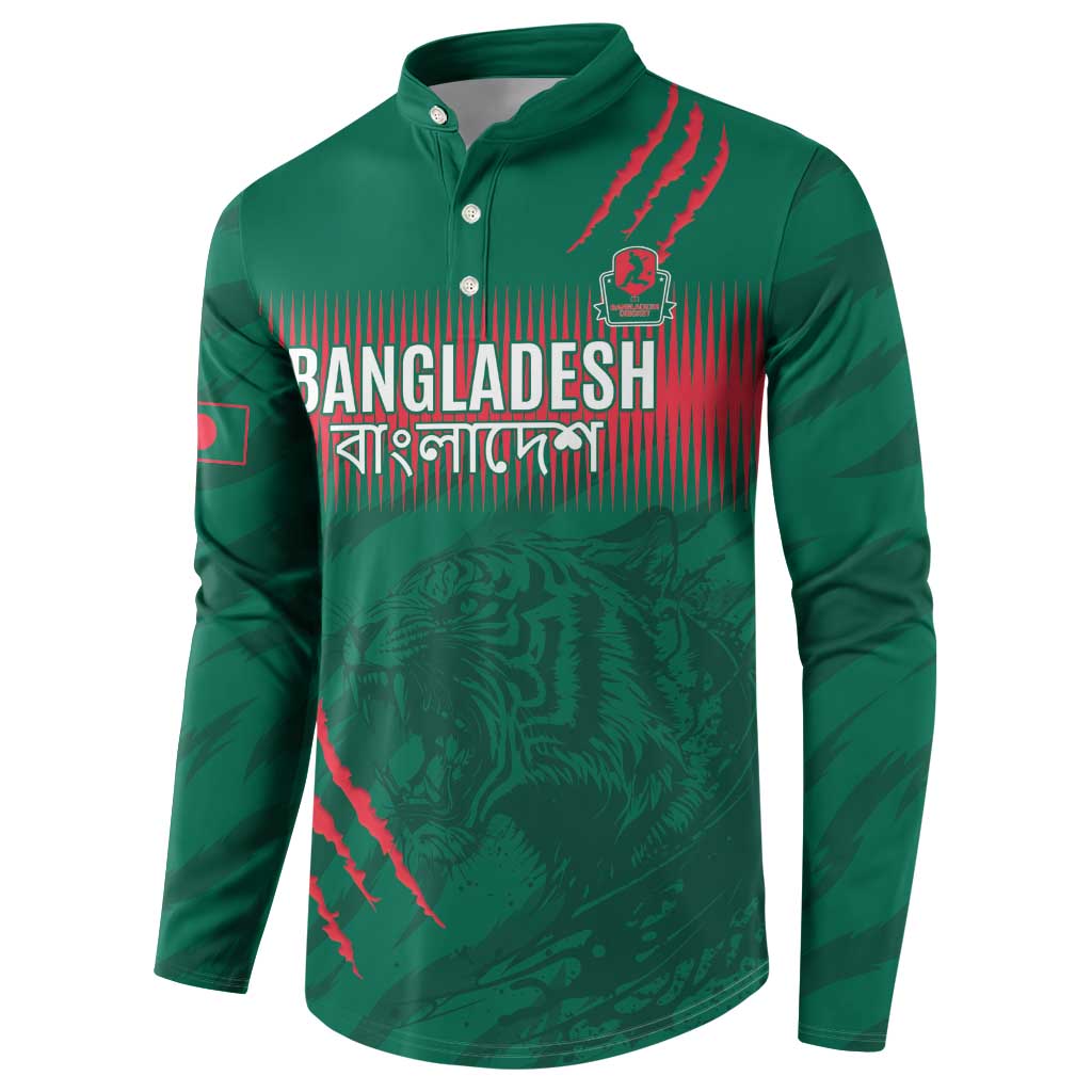 Custom Bangladesh Cricket Button Sweatshirt Go Tigers
