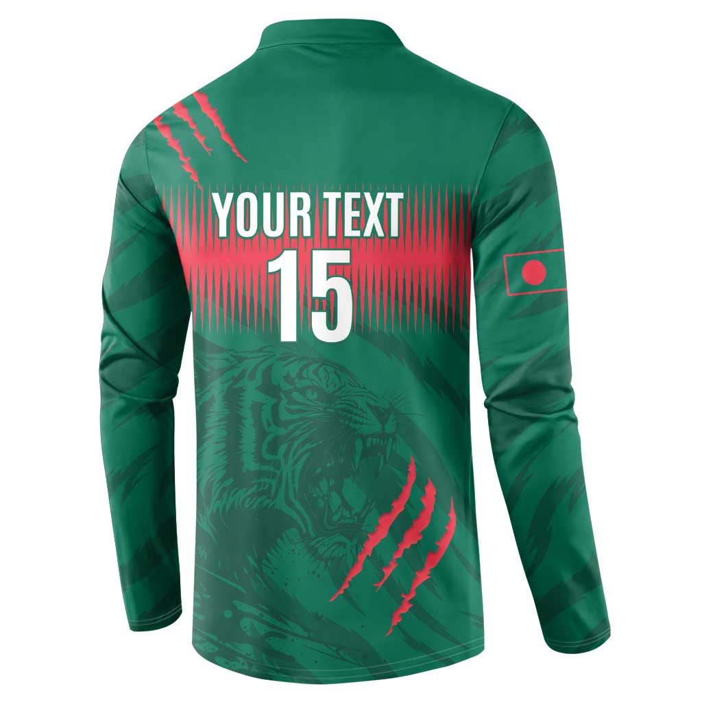 Custom Bangladesh Cricket Button Sweatshirt Go Tigers
