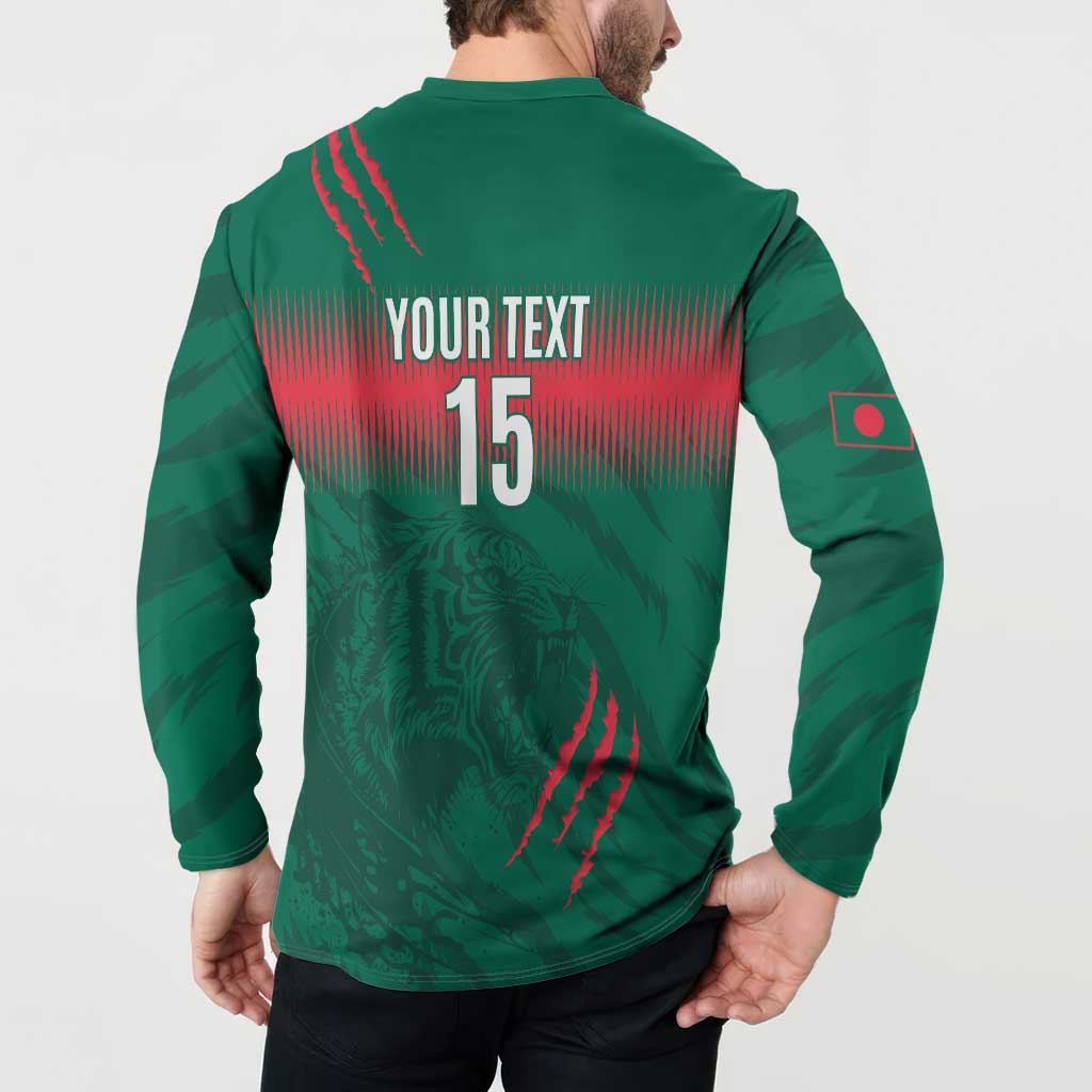 Custom Bangladesh Cricket Button Sweatshirt Go Tigers