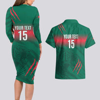 Custom Bangladesh Cricket Couples Matching Long Sleeve Bodycon Dress and Hawaiian Shirt Go Tigers