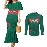 Custom Bangladesh Cricket Couples Matching Mermaid Dress and Long Sleeve Button Shirt Go Tigers