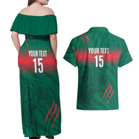 Custom Bangladesh Cricket Couples Matching Off Shoulder Maxi Dress and Hawaiian Shirt Go Tigers