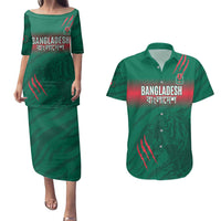 Custom Bangladesh Cricket Couples Matching Puletasi and Hawaiian Shirt Go Tigers