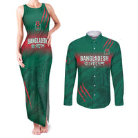 Custom Bangladesh Cricket Couples Matching Tank Maxi Dress and Long Sleeve Button Shirt Go Tigers