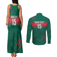 Custom Bangladesh Cricket Couples Matching Tank Maxi Dress and Long Sleeve Button Shirt Go Tigers