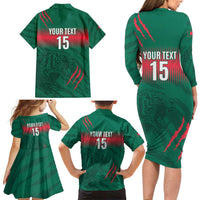 Custom Bangladesh Cricket Family Matching Long Sleeve Bodycon Dress and Hawaiian Shirt Go Tigers