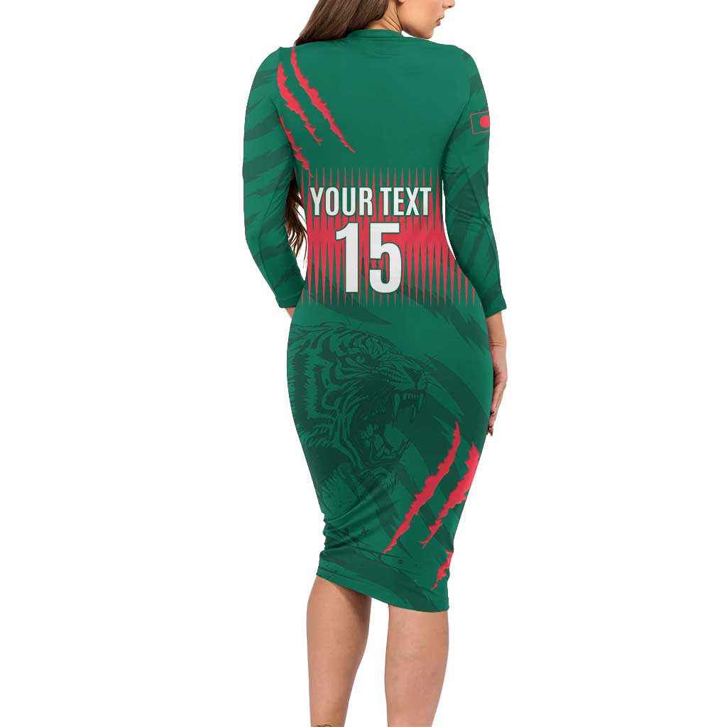 Custom Bangladesh Cricket Family Matching Long Sleeve Bodycon Dress and Hawaiian Shirt Go Tigers