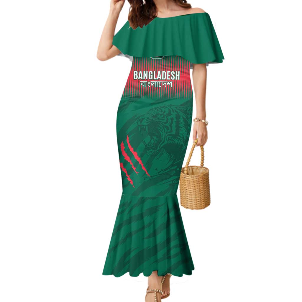 Custom Bangladesh Cricket Family Matching Mermaid Dress and Hawaiian Shirt Go Tigers