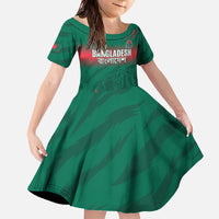 Custom Bangladesh Cricket Family Matching Off The Shoulder Long Sleeve Dress and Hawaiian Shirt Go Tigers