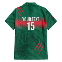 Custom Bangladesh Cricket Family Matching Off The Shoulder Long Sleeve Dress and Hawaiian Shirt Go Tigers
