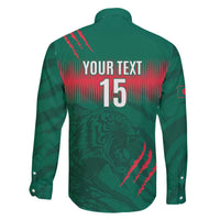 Custom Bangladesh Cricket Family Matching Off The Shoulder Long Sleeve Dress and Hawaiian Shirt Go Tigers