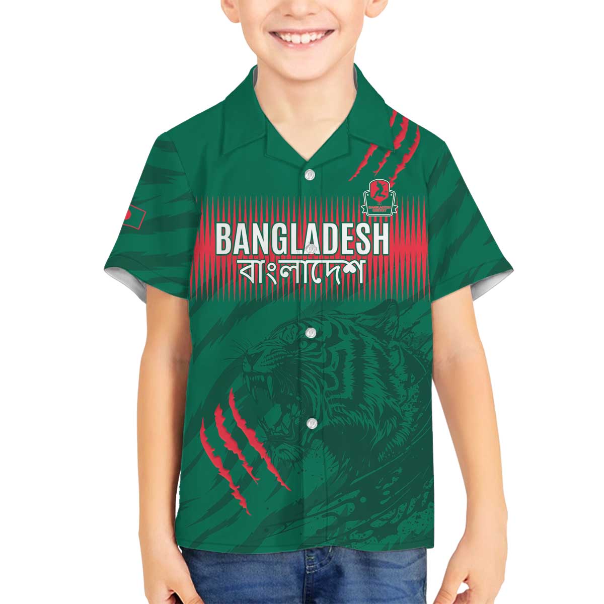Custom Bangladesh Cricket Family Matching Off The Shoulder Long Sleeve Dress and Hawaiian Shirt Go Tigers