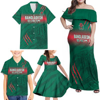 Custom Bangladesh Cricket Family Matching Off Shoulder Maxi Dress and Hawaiian Shirt Go Tigers