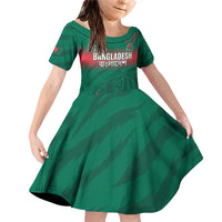 Custom Bangladesh Cricket Family Matching Off Shoulder Short Dress and Hawaiian Shirt Go Tigers