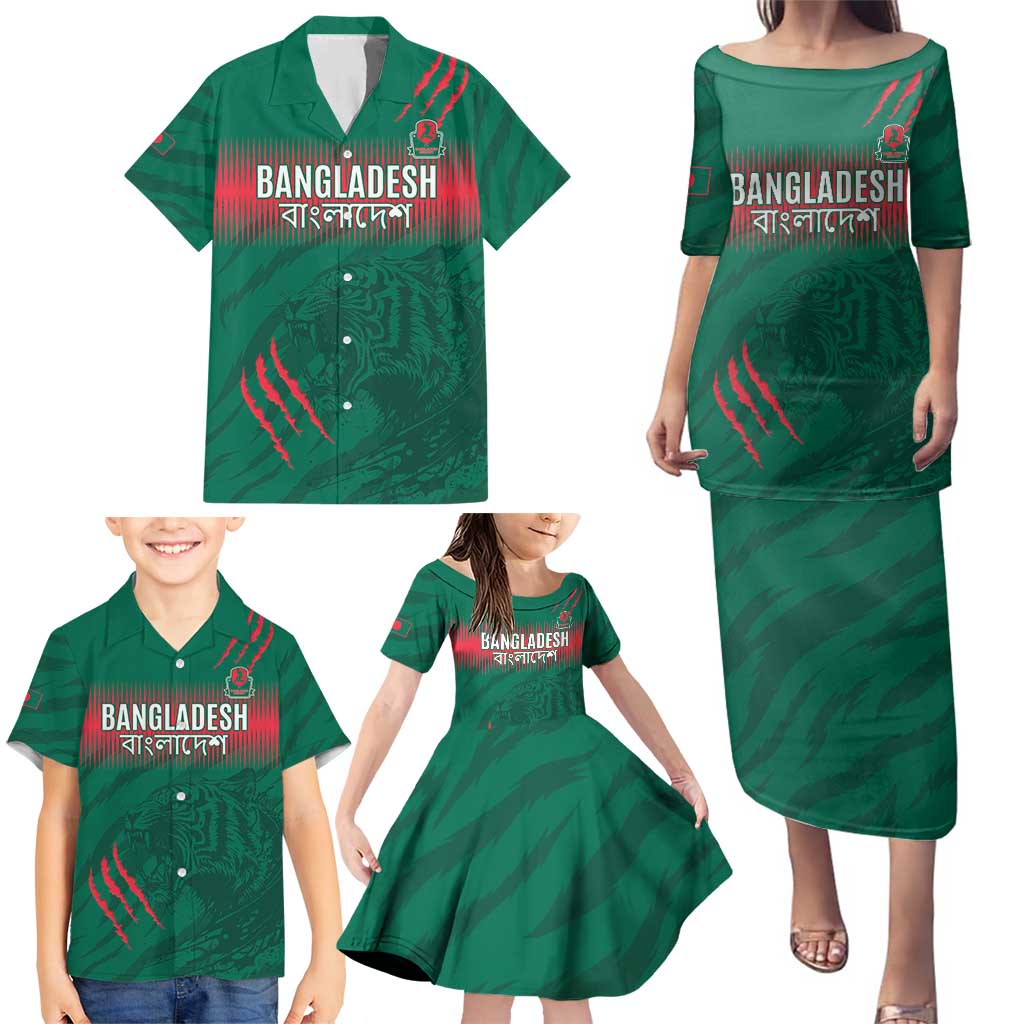 Custom Bangladesh Cricket Family Matching Puletasi and Hawaiian Shirt Go Tigers