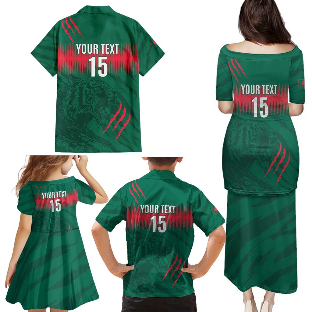 Custom Bangladesh Cricket Family Matching Puletasi and Hawaiian Shirt Go Tigers