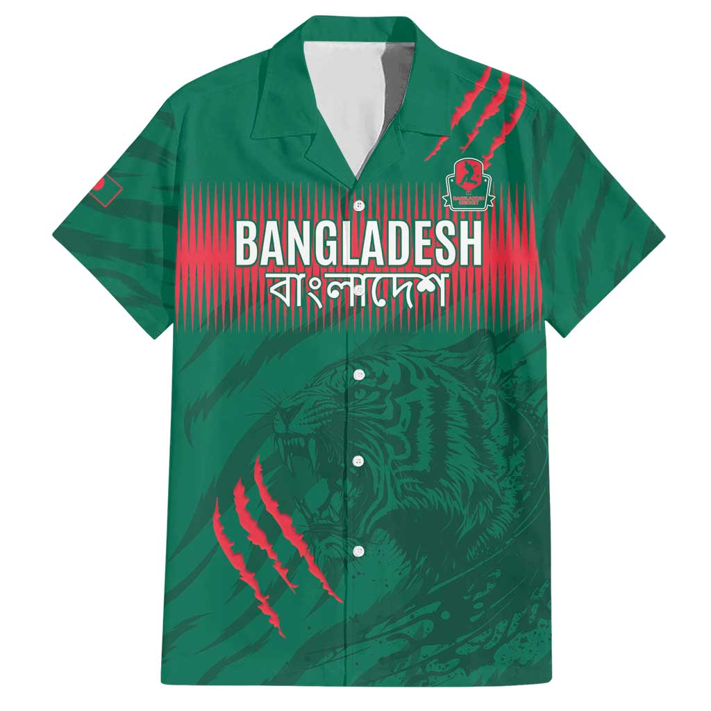Custom Bangladesh Cricket Family Matching Short Sleeve Bodycon Dress and Hawaiian Shirt Go Tigers