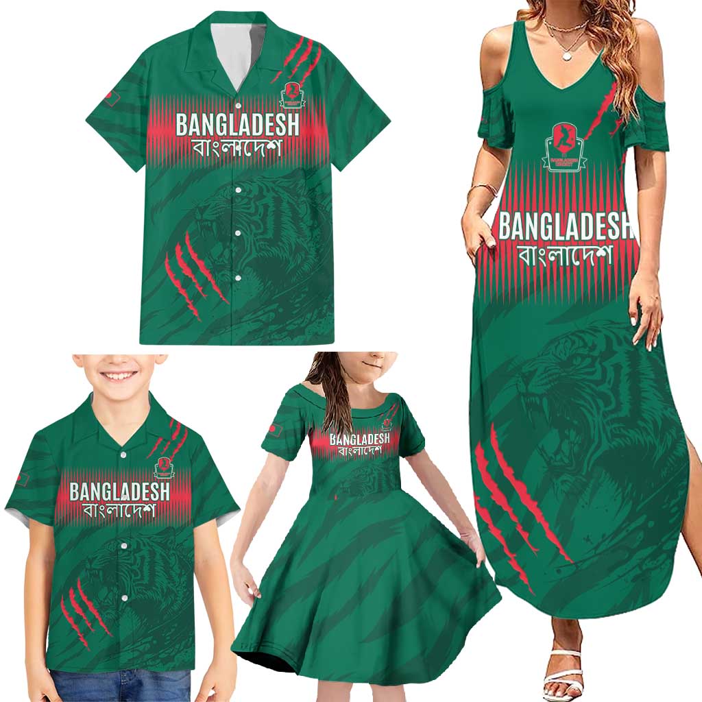 Custom Bangladesh Cricket Family Matching Summer Maxi Dress and Hawaiian Shirt Go Tigers