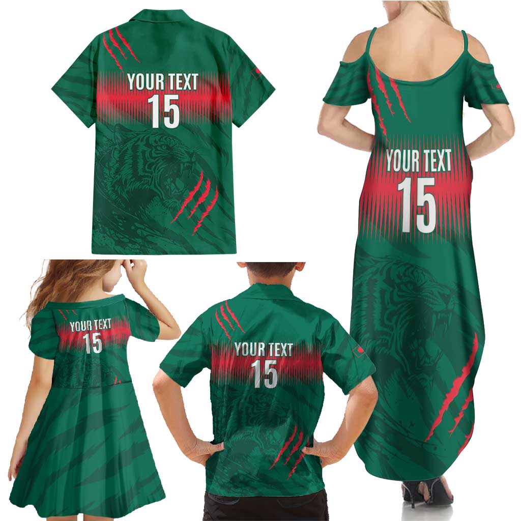 Custom Bangladesh Cricket Family Matching Summer Maxi Dress and Hawaiian Shirt Go Tigers