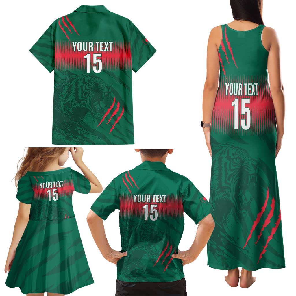 Custom Bangladesh Cricket Family Matching Tank Maxi Dress and Hawaiian Shirt Go Tigers