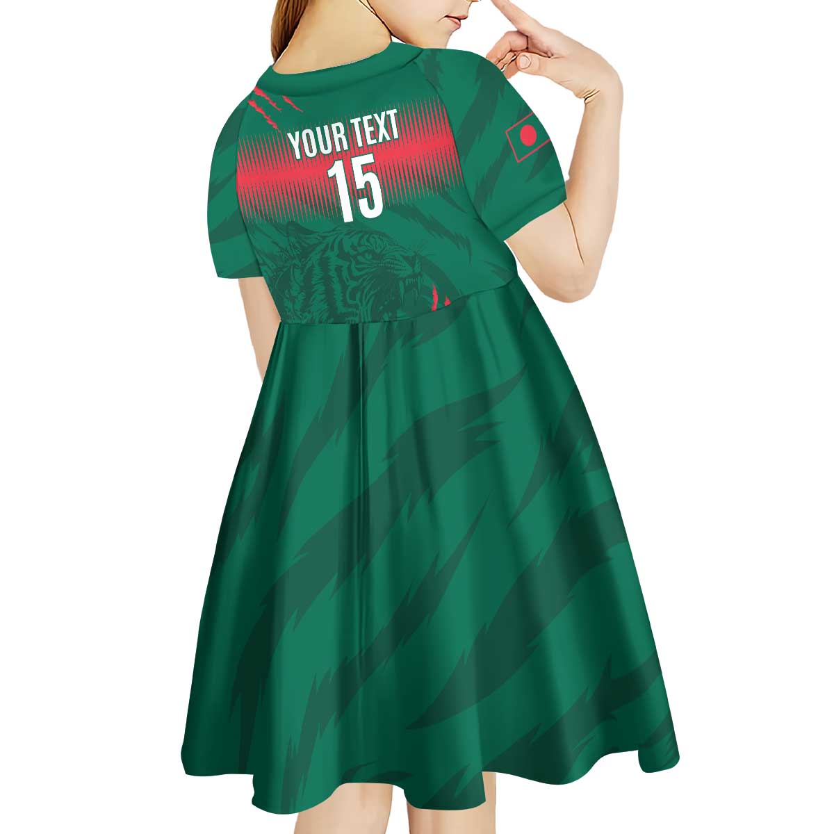 Custom Bangladesh Cricket Kid Short Sleeve Dress Go Tigers