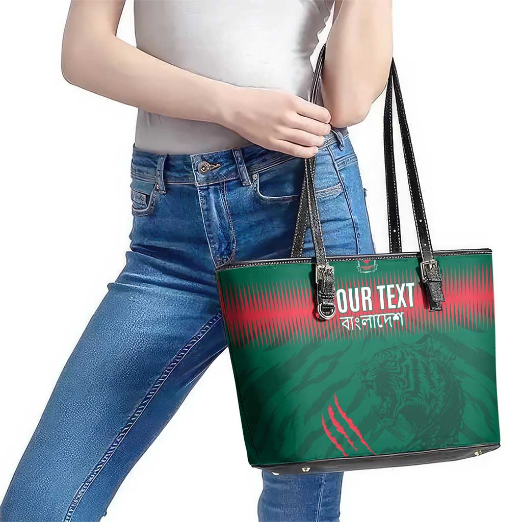 Custom Bangladesh Cricket Leather Tote Bag Go Tigers