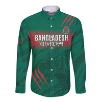 Custom Bangladesh Cricket Long Sleeve Button Shirt Go Tigers