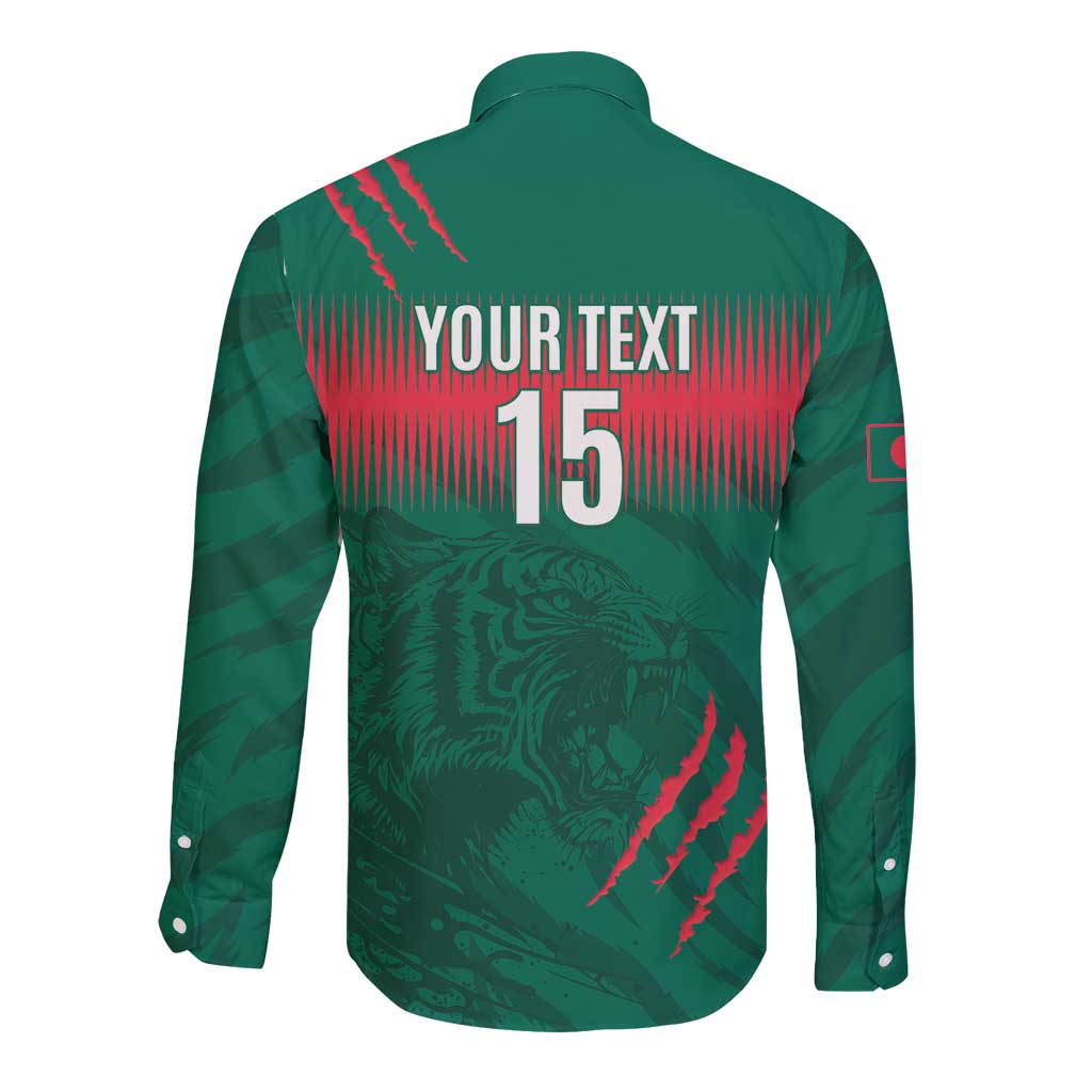 Custom Bangladesh Cricket Long Sleeve Button Shirt Go Tigers