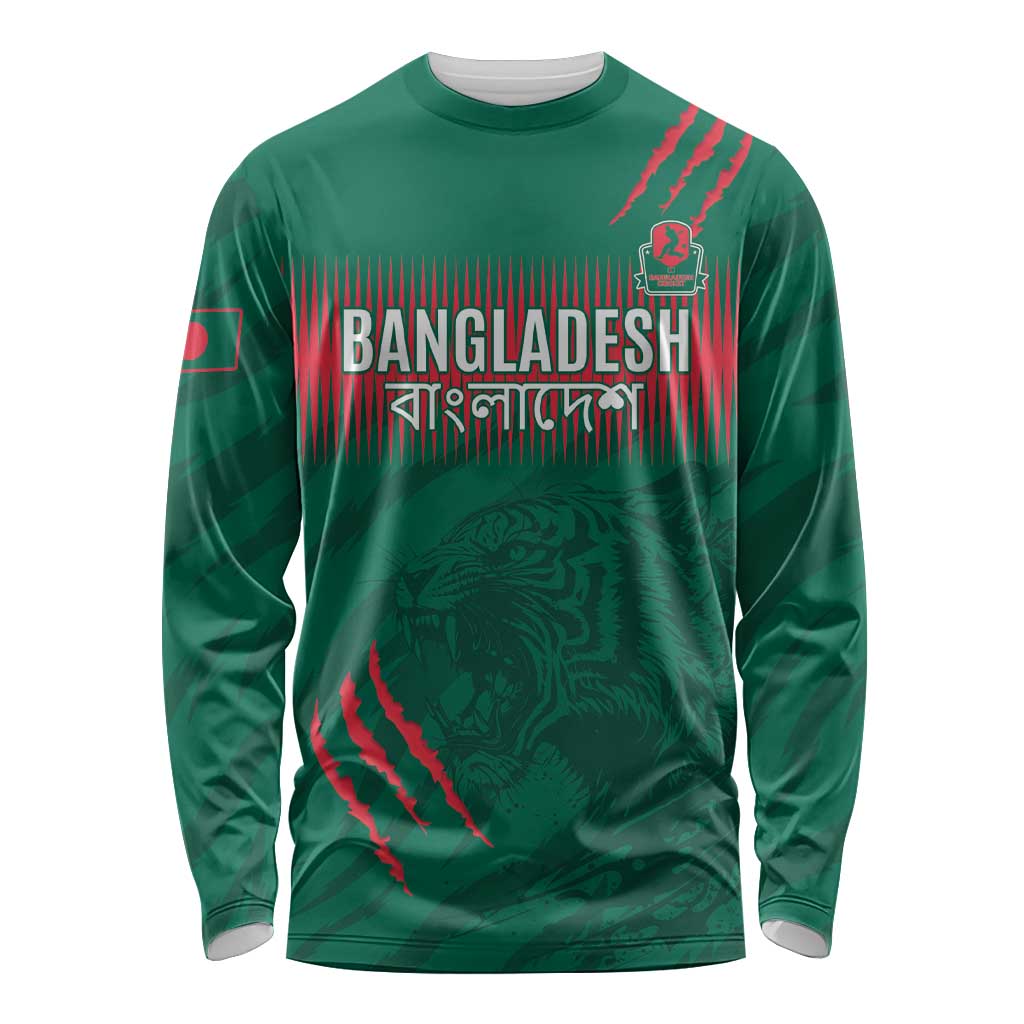 Custom Bangladesh Cricket Long Sleeve Shirt Go Tigers