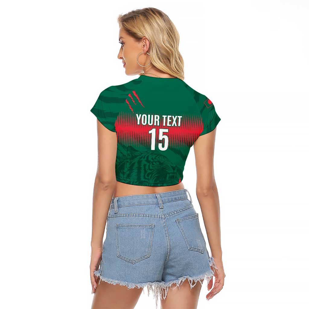 Custom Bangladesh Cricket Raglan Cropped T Shirt Go Tigers