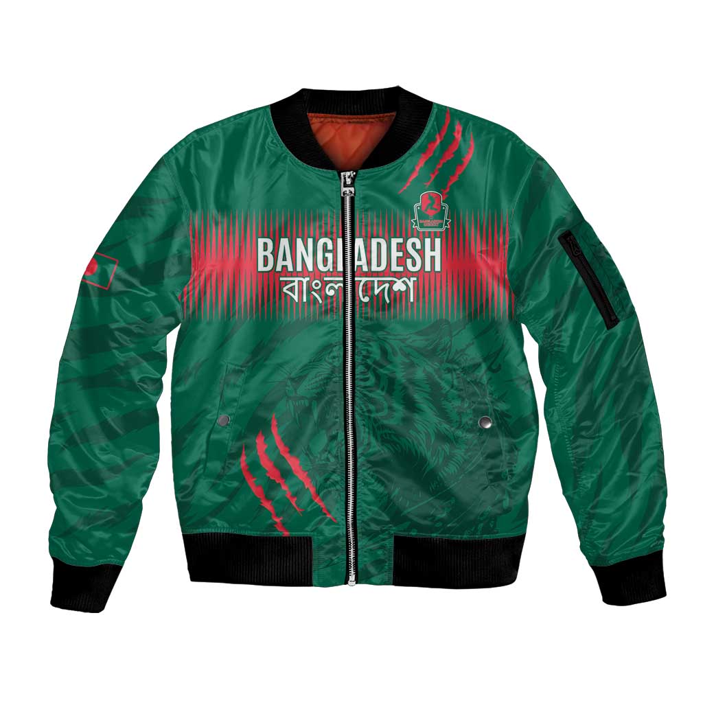 Custom Bangladesh Cricket Sleeve Zip Bomber Jacket Go Tigers