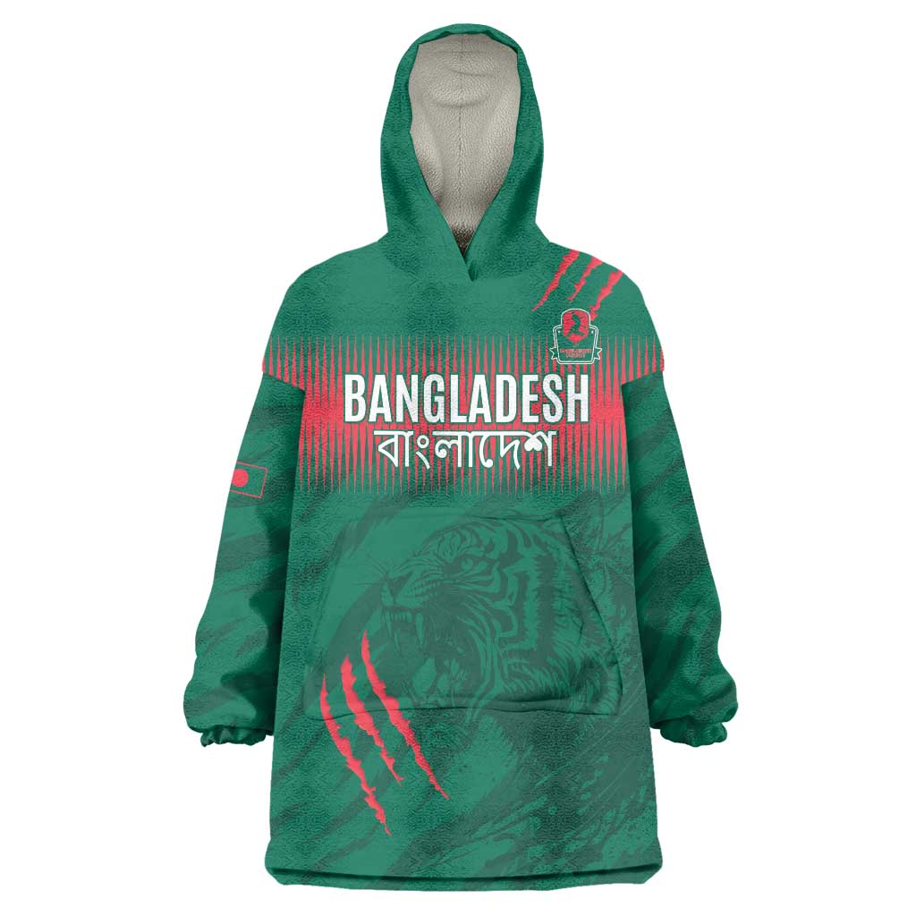 Custom Bangladesh Cricket Wearable Blanket Hoodie Go Tigers