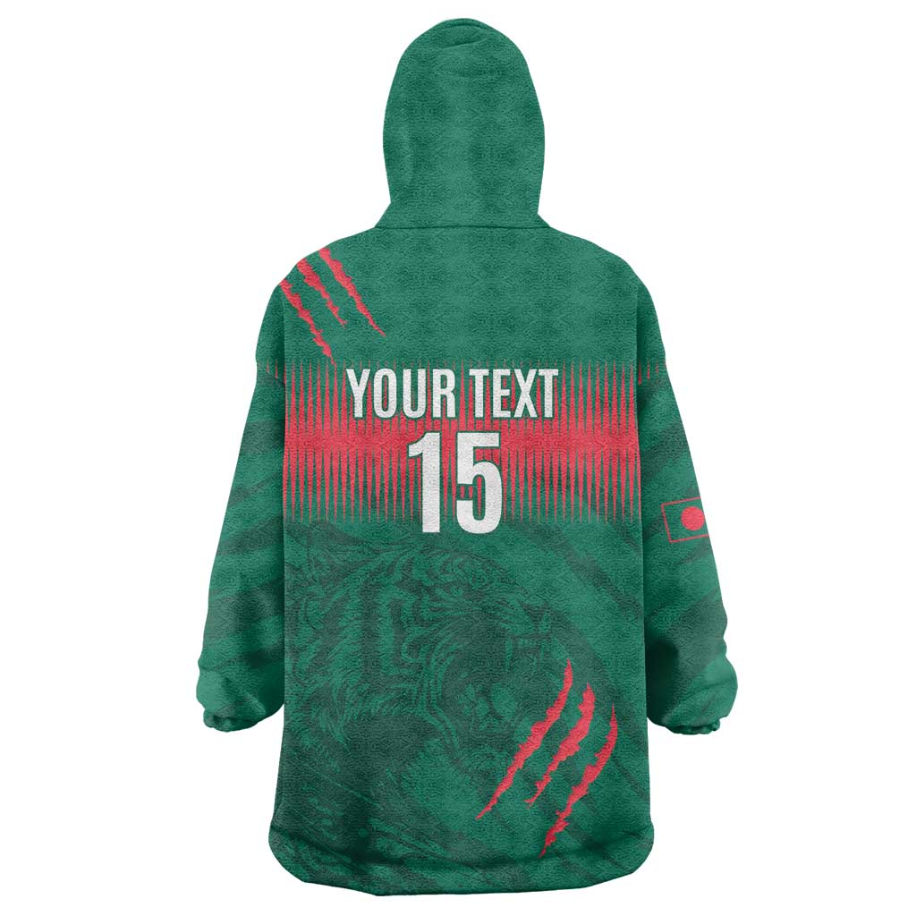 Custom Bangladesh Cricket Wearable Blanket Hoodie Go Tigers
