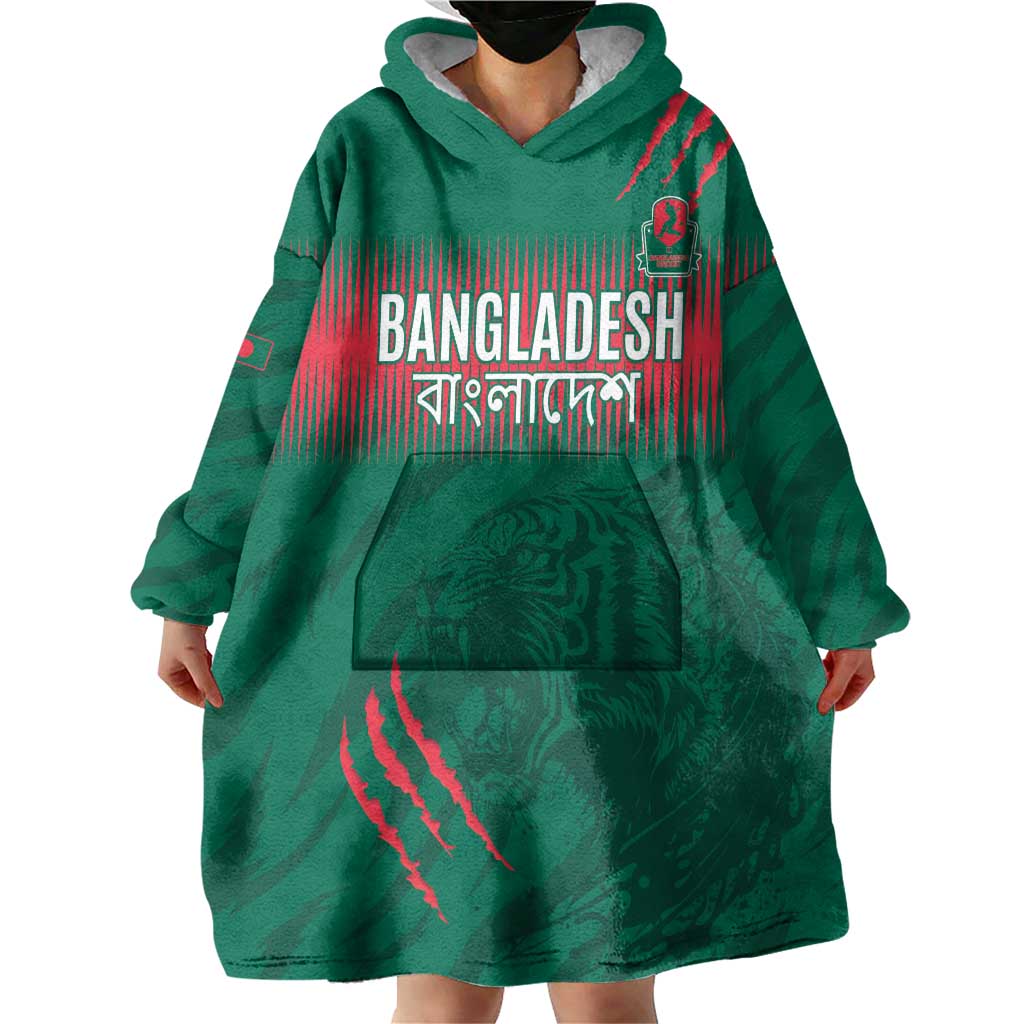 Custom Bangladesh Cricket Wearable Blanket Hoodie Go Tigers