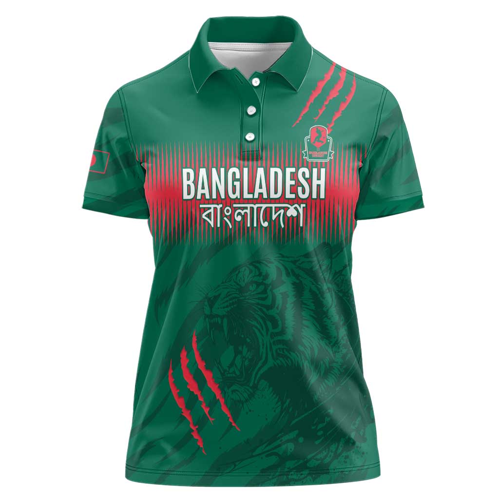 Custom Bangladesh Cricket Women Polo Shirt Go Tigers