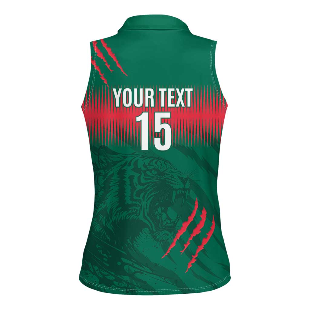 Custom Bangladesh Cricket Women Sleeveless Polo Shirt Go Tigers