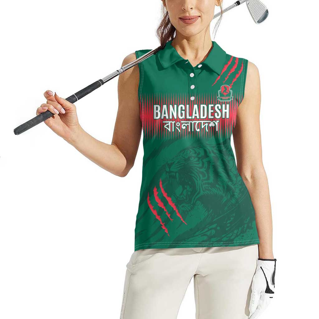 Custom Bangladesh Cricket Women Sleeveless Polo Shirt Go Tigers