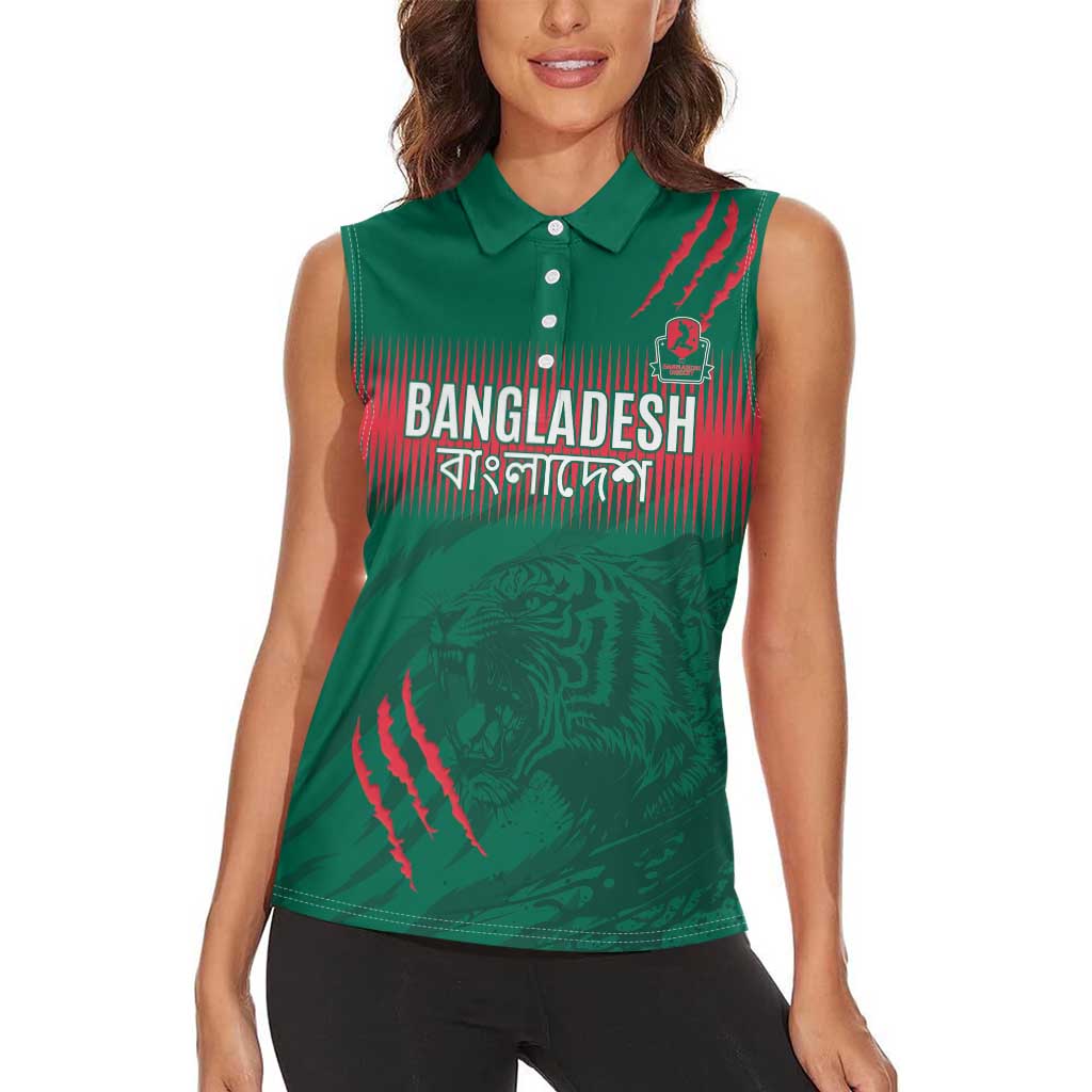 Custom Bangladesh Cricket Women Sleeveless Polo Shirt Go Tigers