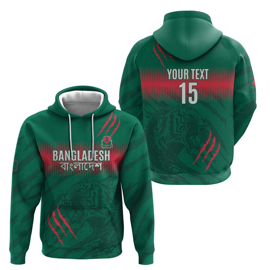 Custom Bangladesh Cricket Zip Hoodie Go Tigers