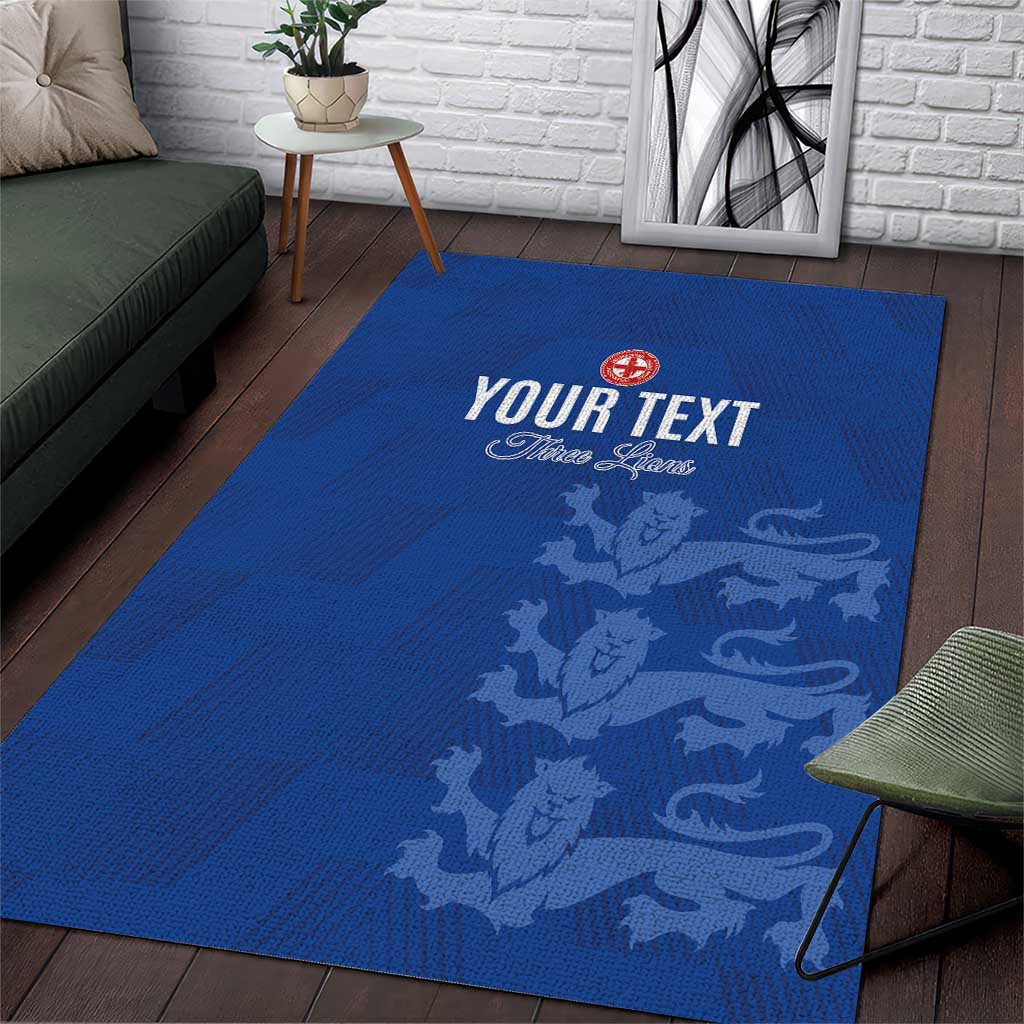 Custom England Cricket Area Rug Go Three Lions - Blue Ver