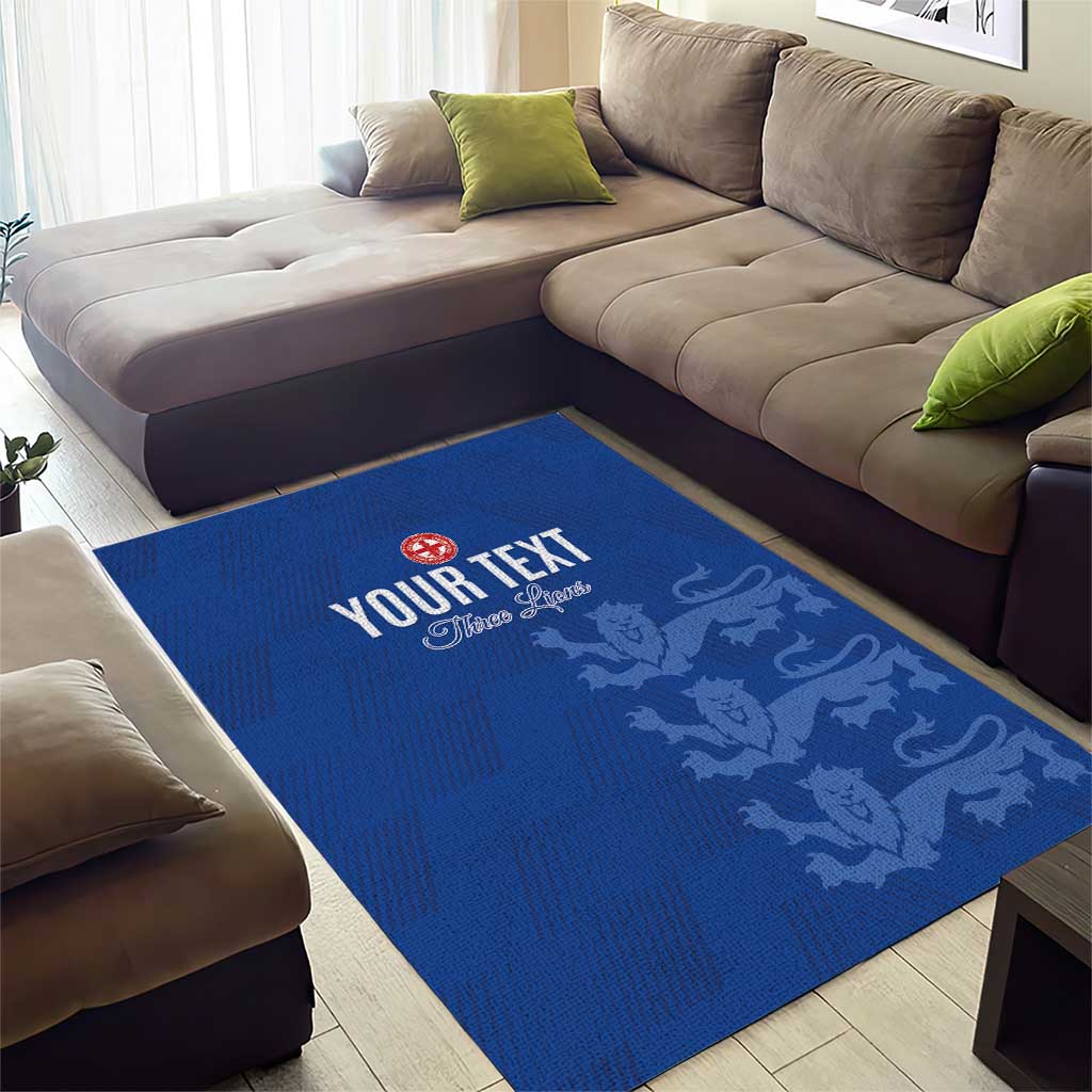 Custom England Cricket Area Rug Go Three Lions - Blue Ver