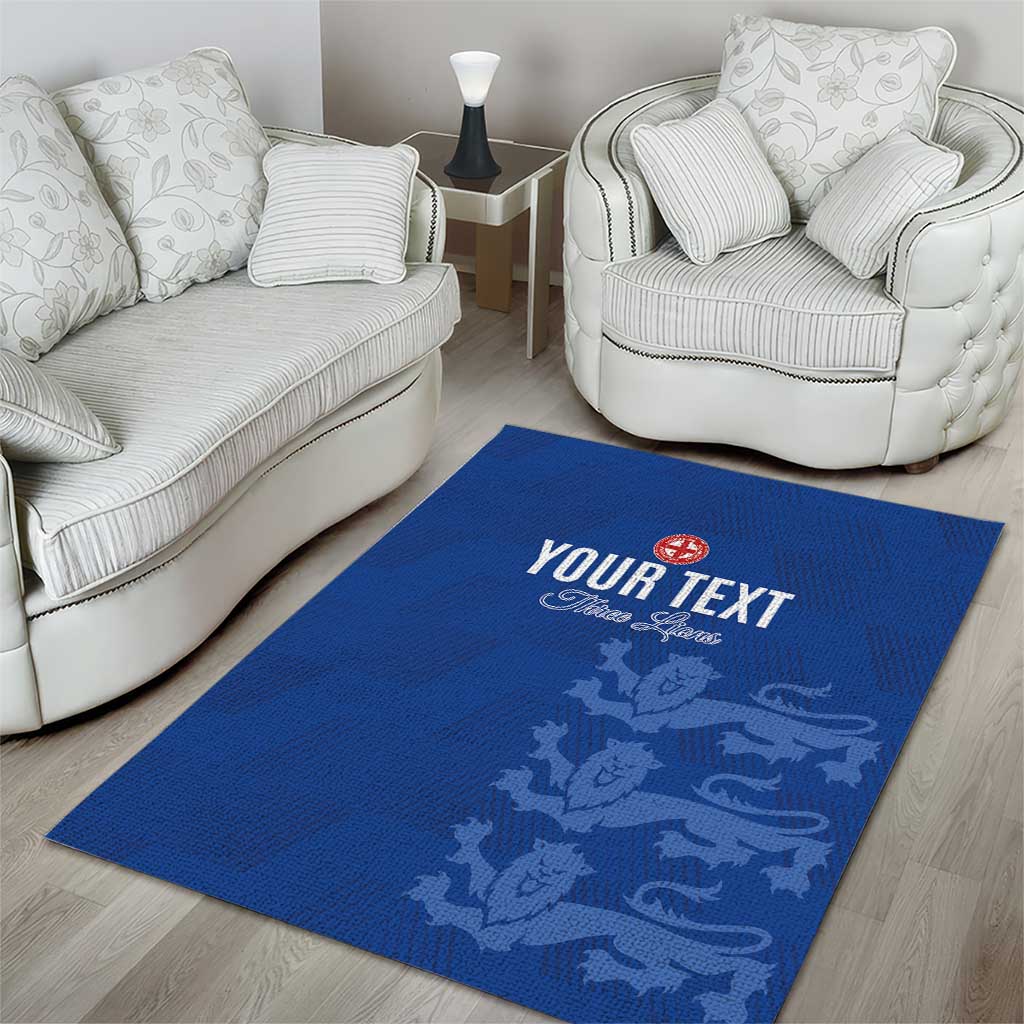 Custom England Cricket Area Rug Go Three Lions - Blue Ver