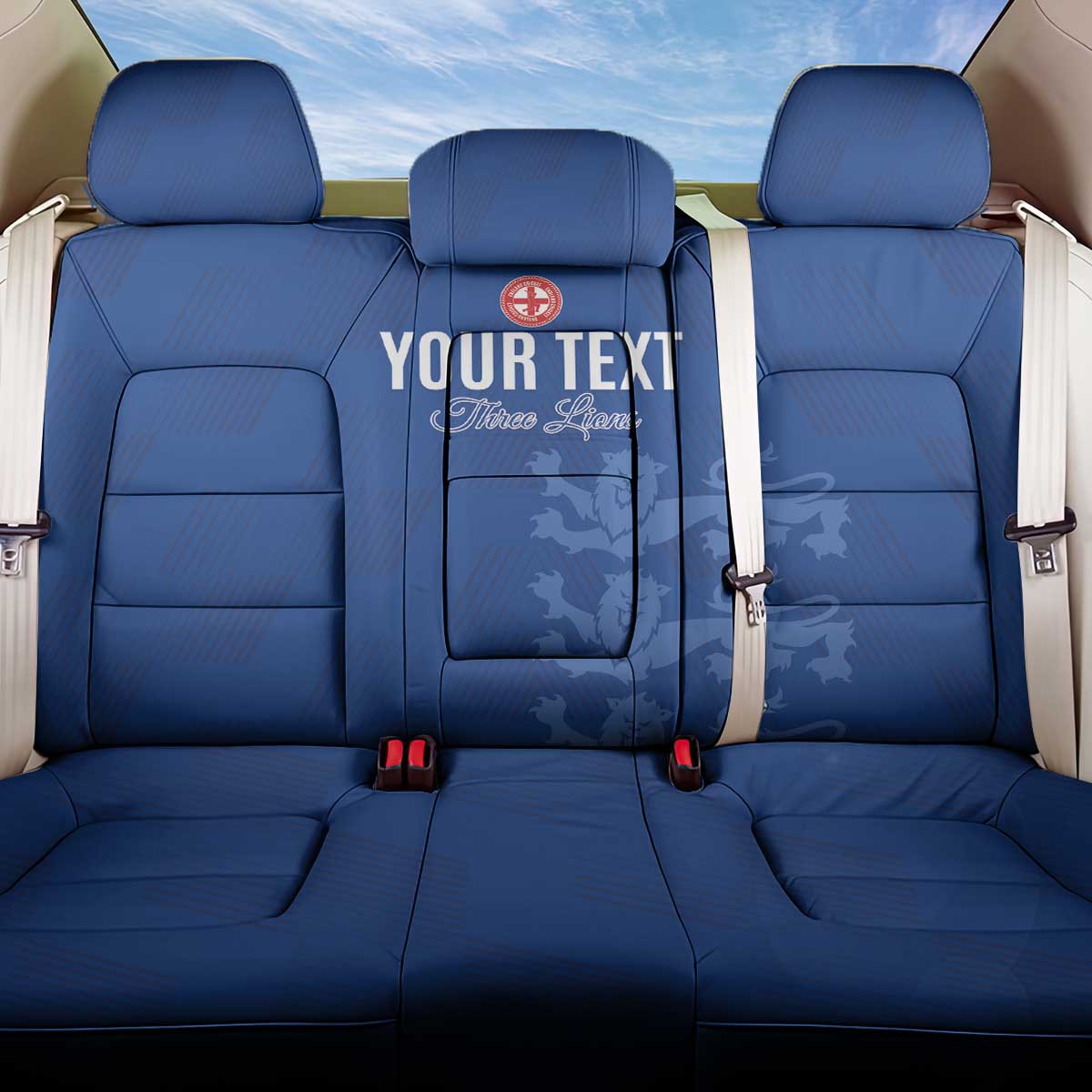 Custom England Cricket Back Car Seat Cover Go Three Lions - Blue Ver