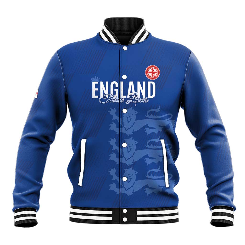 Custom England Cricket Baseball Jacket Go Three Lions - Blue Ver