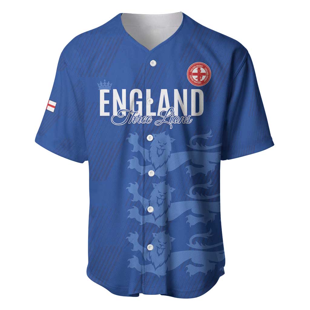 Custom England Cricket Baseball Jersey Go Three Lions - Blue Ver