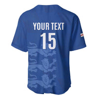 Custom England Cricket Baseball Jersey Go Three Lions - Blue Ver