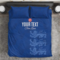 Custom England Cricket Bedding Set Go Three Lions - Blue Ver