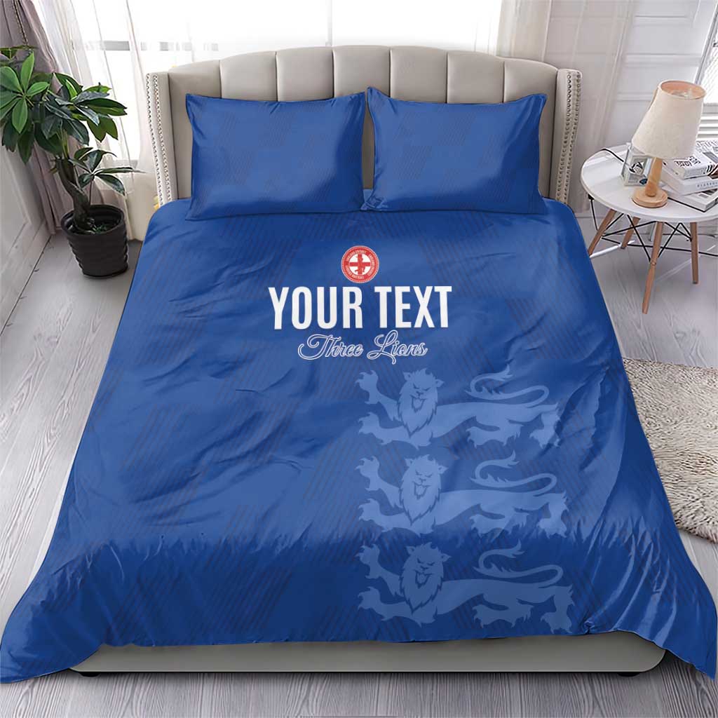 Custom England Cricket Bedding Set Go Three Lions - Blue Ver