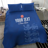 Custom England Cricket Bedding Set Go Three Lions - Blue Ver